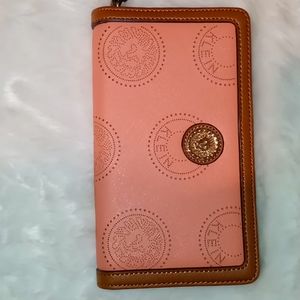 Anne Klein salmon & brown zippered purse wallet